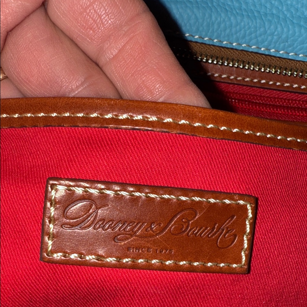 Dooney & Bourke Blue & Tan Leather Tote Bag LIKE NEW - Picture 12 of 15